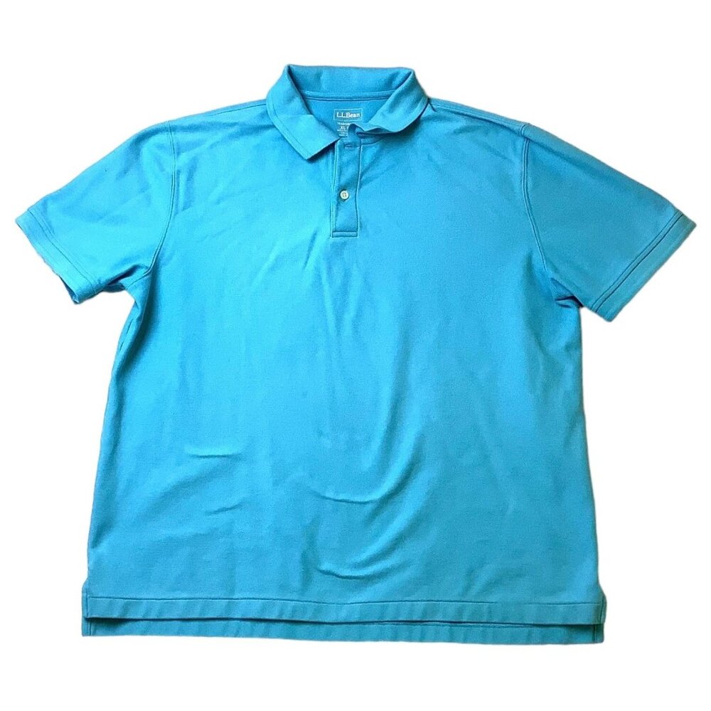 LL Bean Mens Golf Polo Blue Cotton Shirt Traditional Fit Size XL Regular
